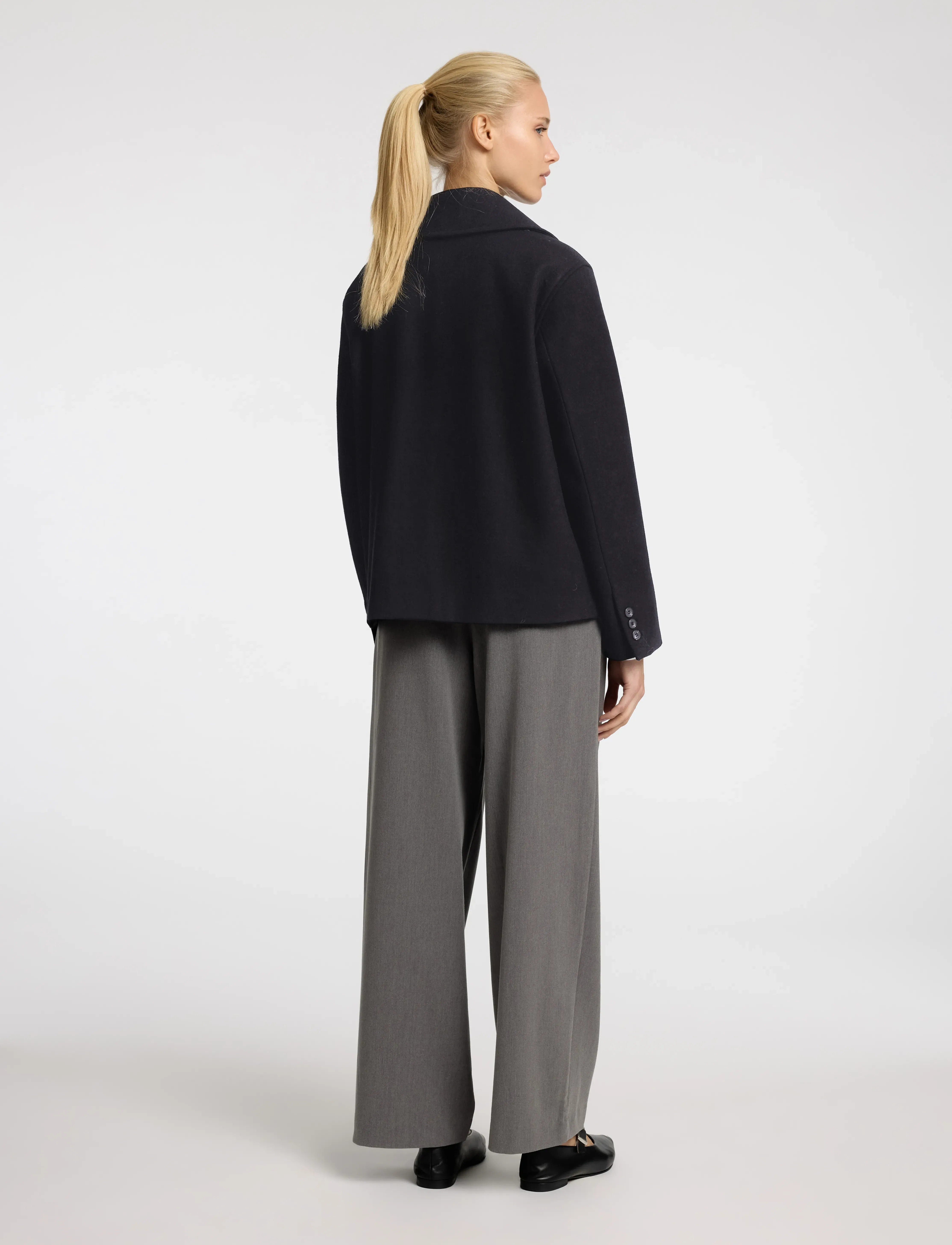 Selected - SLFALMA SHORT WOOL JACKET NOOS - overtøj - black - 3