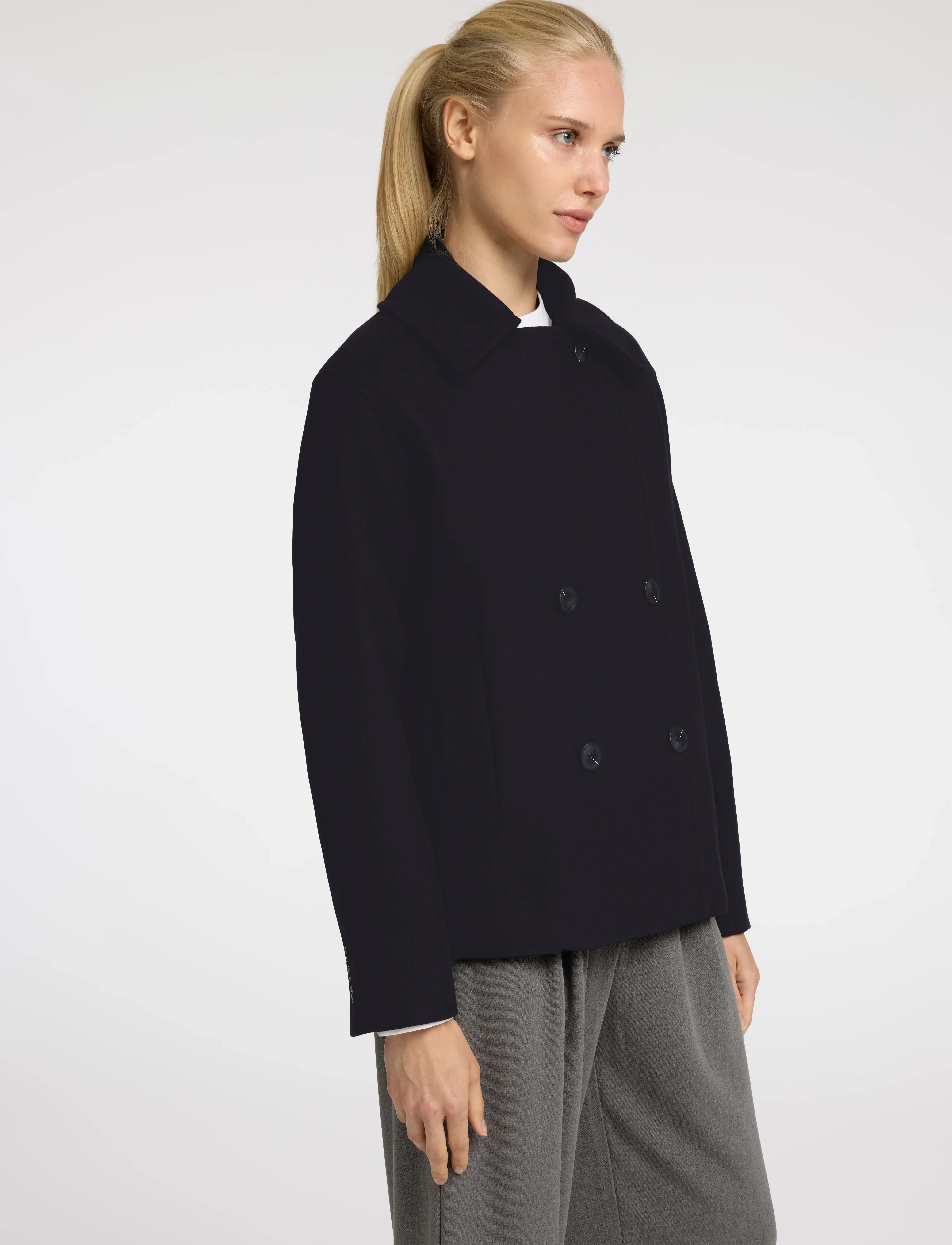 Selected - SLFALMA SHORT WOOL JACKET NOOS - overtøj - black - 5