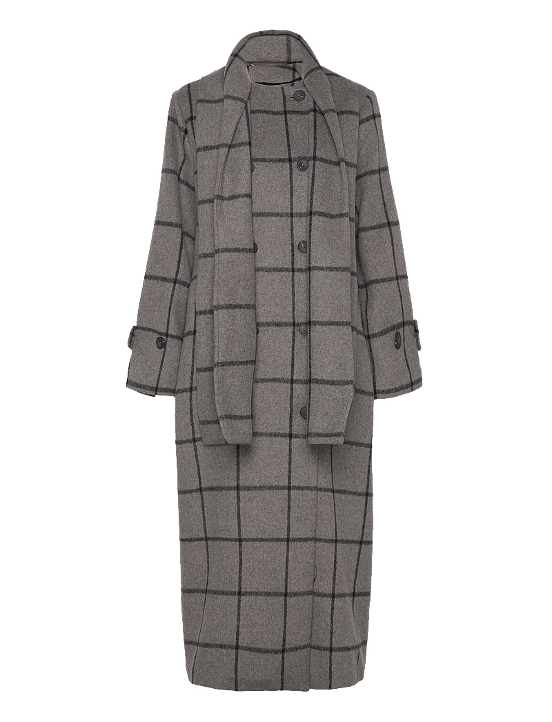 Selected - SLFHELLE LONG WOOL SCARF COAT - villased mantlid - steel gray - 1