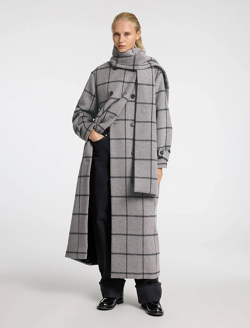 Selected - SLFHELLE LONG WOOL SCARF COAT - villased mantlid - steel gray - 5