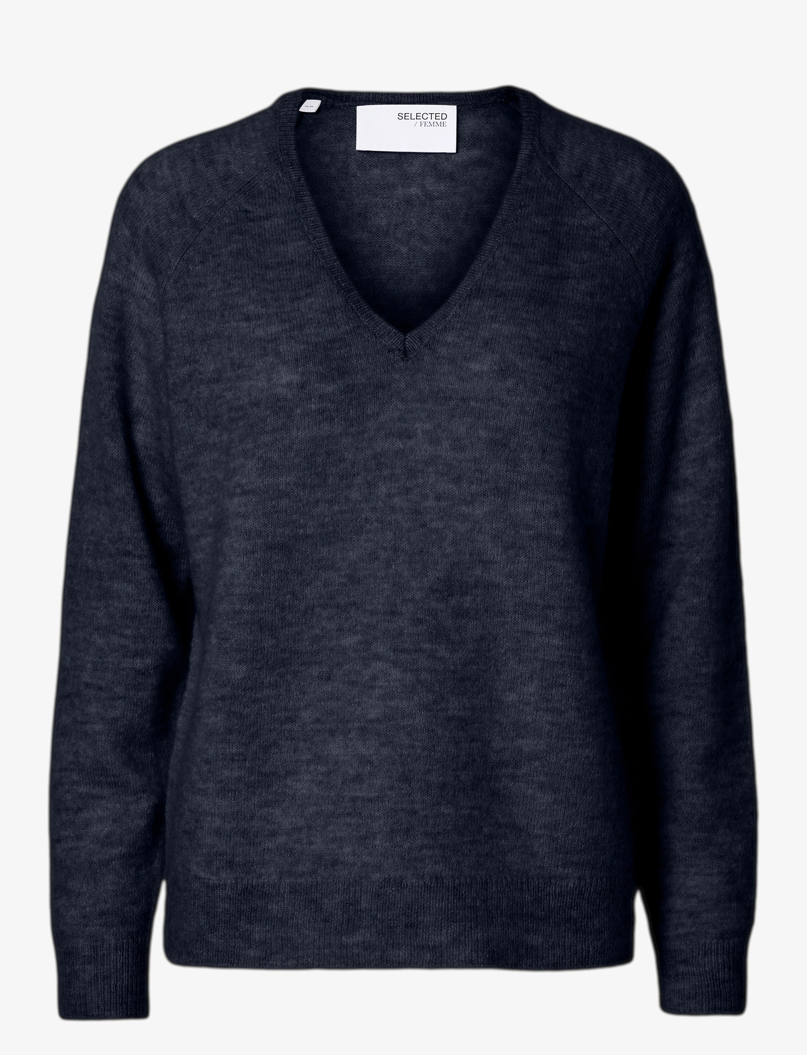 Selected SLFLULU NEW LS KNIT V-NECK B NOOS - Tröjor - DARK SAPPHIRE / black