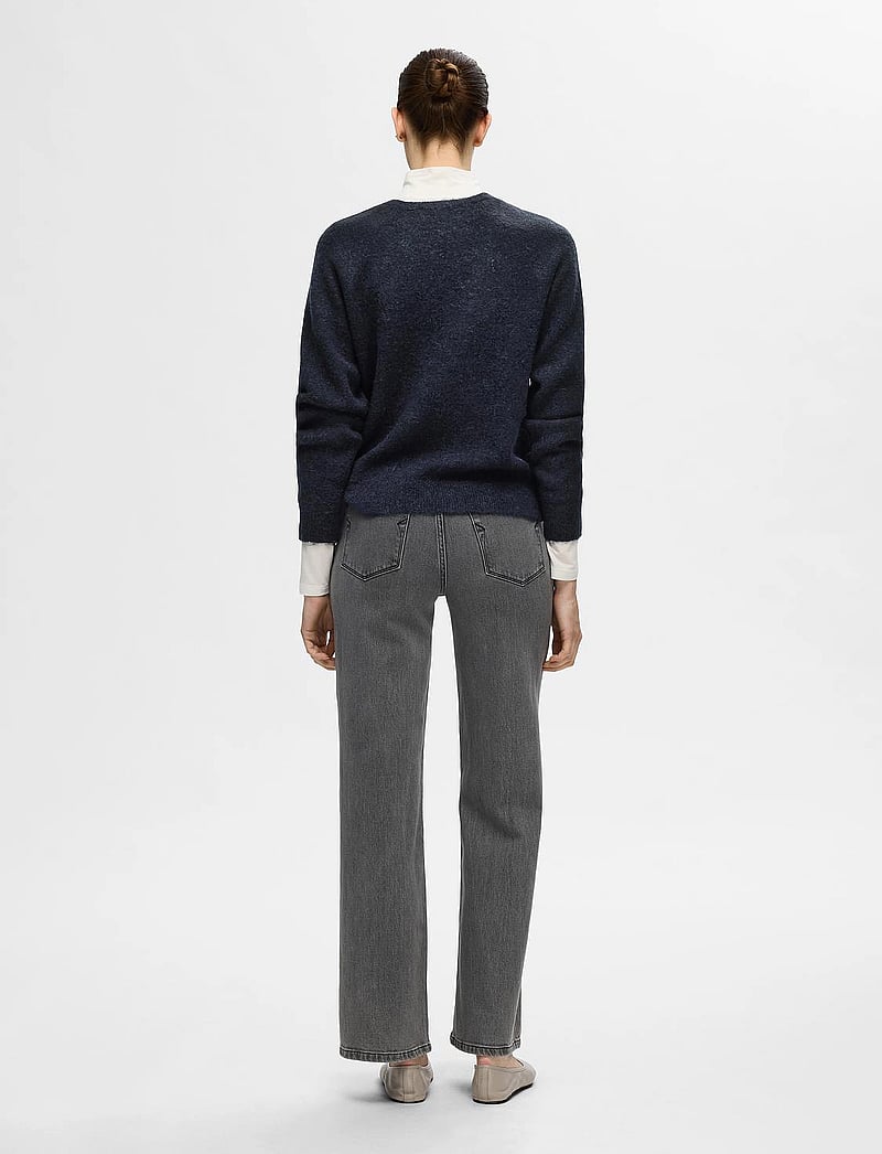 Selected - SLFLULU NEW LS KNIT V-NECK B NOOS - sviitrid - dark sapphire - 2