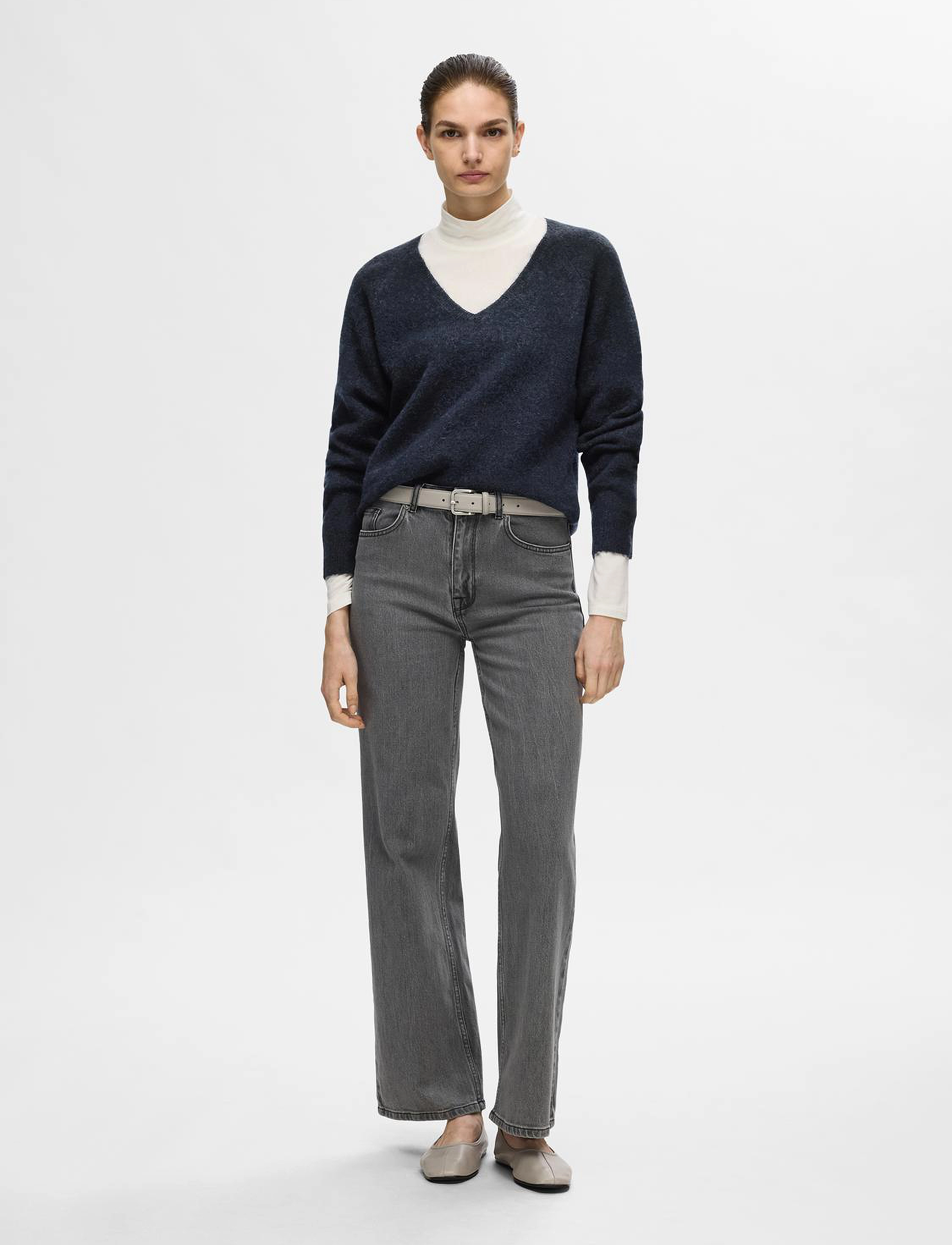 Selected - SLFLULU NEW LS KNIT V-NECK B NOOS - pullover - dark sapphire - 3