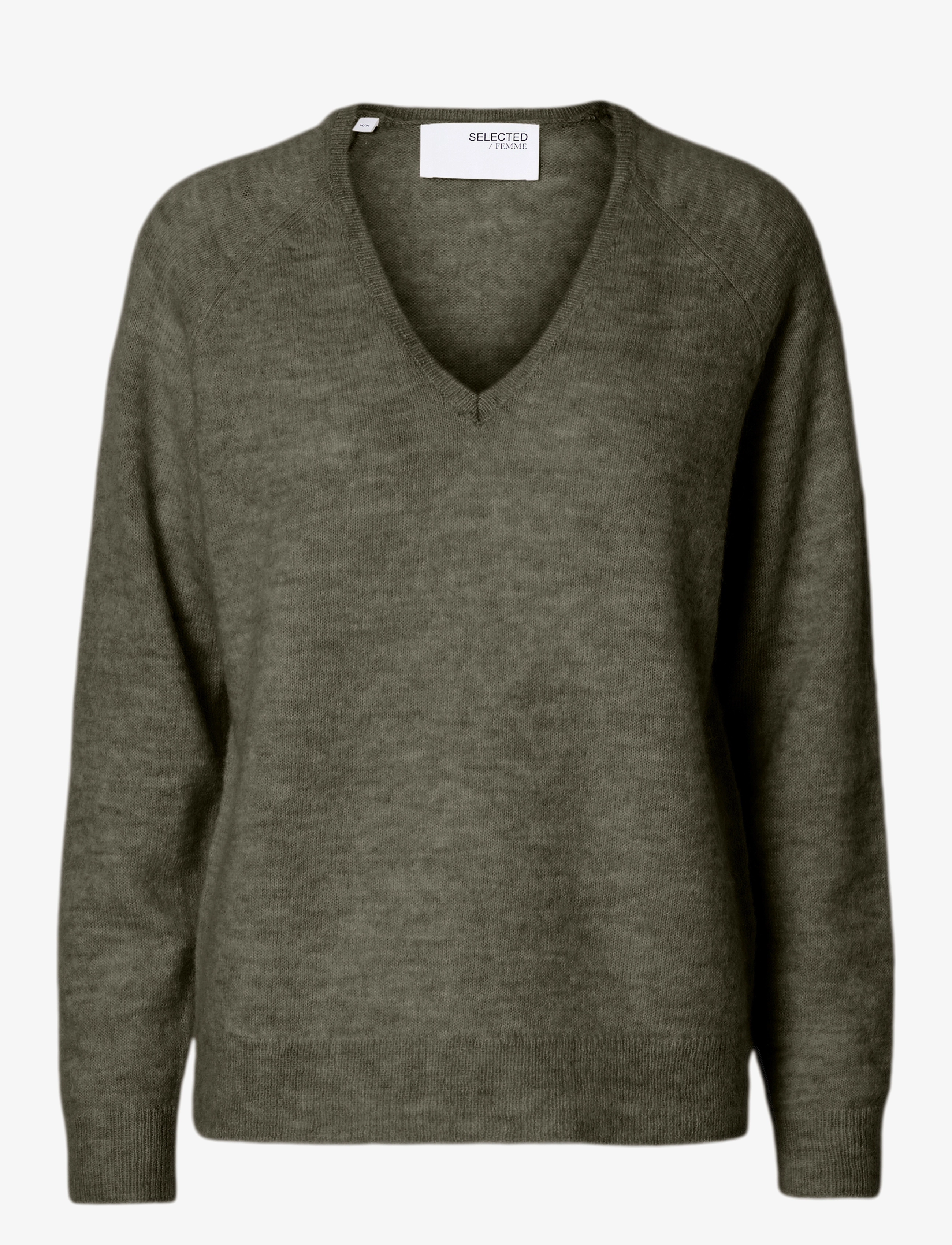 SELECTED Slflulu New Ls Knit V-Ausschnitt B Noos Khaki - XS - Damen