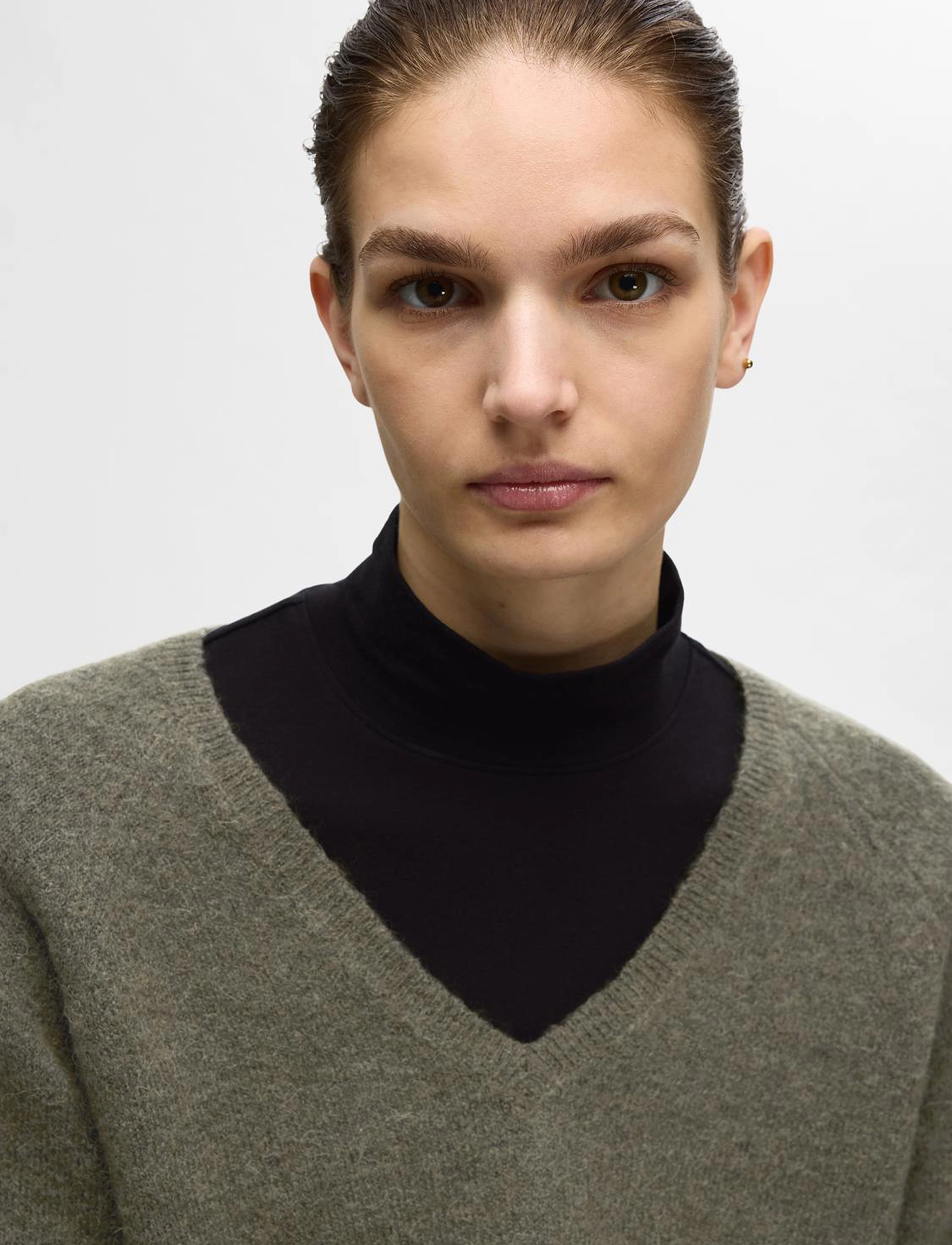 Selected - SLFLULU NEW LS KNIT V-NECK B NOOS - trøjer - kalamata - 4