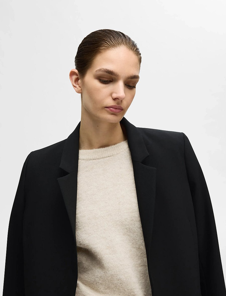 Selected - SLFLULU LS KNIT FRILL CUFF O-NECK NOOS - pullover - birch - 4