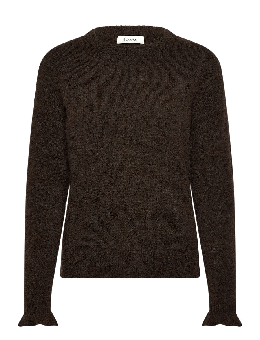 Selected - SLFLULU LS KNIT FRILL CUFF O-NECK NOOS - pullover - delicioso - 1