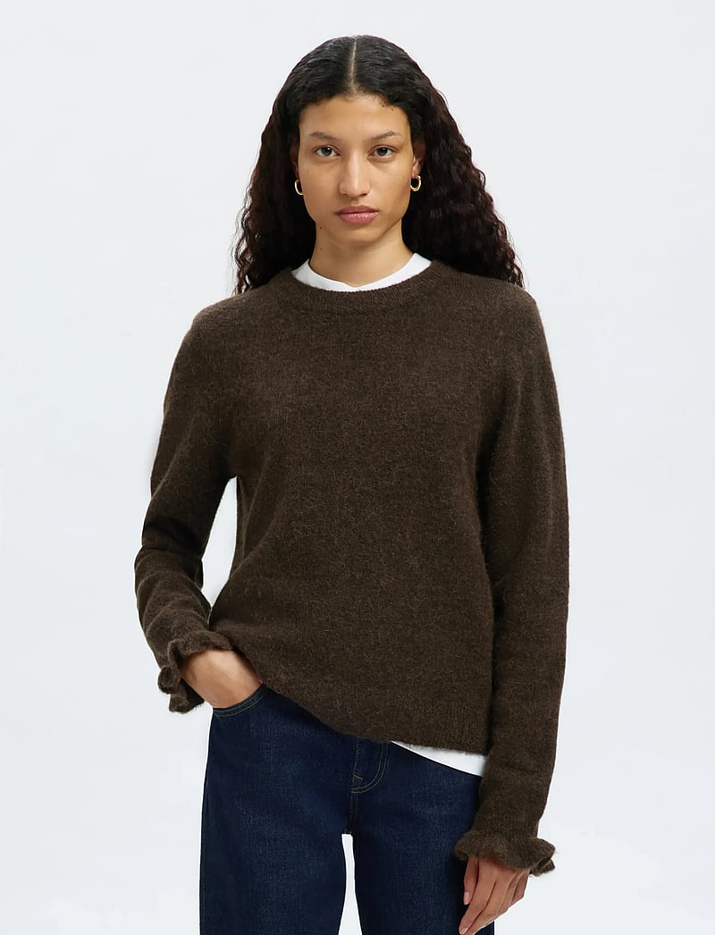 Selected - SLFLULU LS KNIT FRILL CUFF O-NECK NOOS - sviitrid - delicioso - 0
