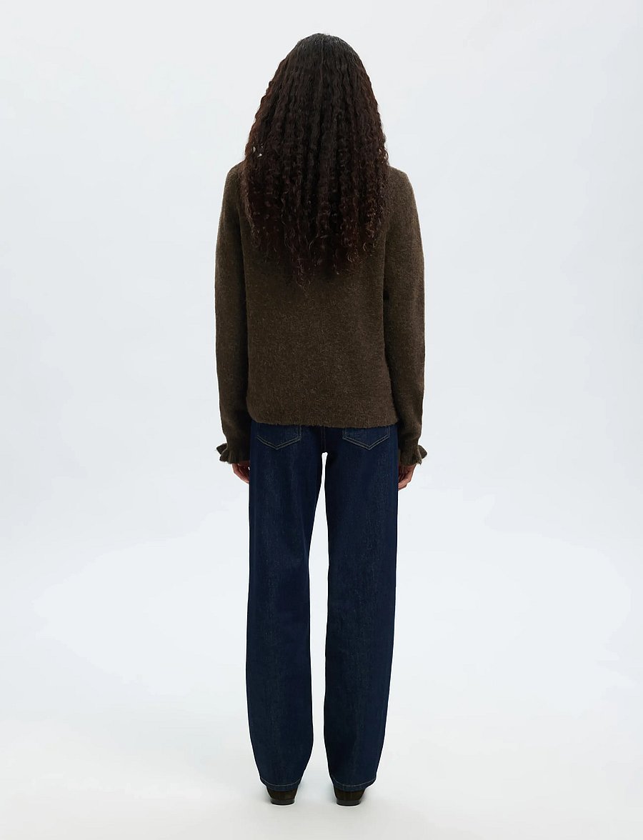 Selected - SLFLULU LS KNIT FRILL CUFF O-NECK NOOS - pullover - delicioso - 3