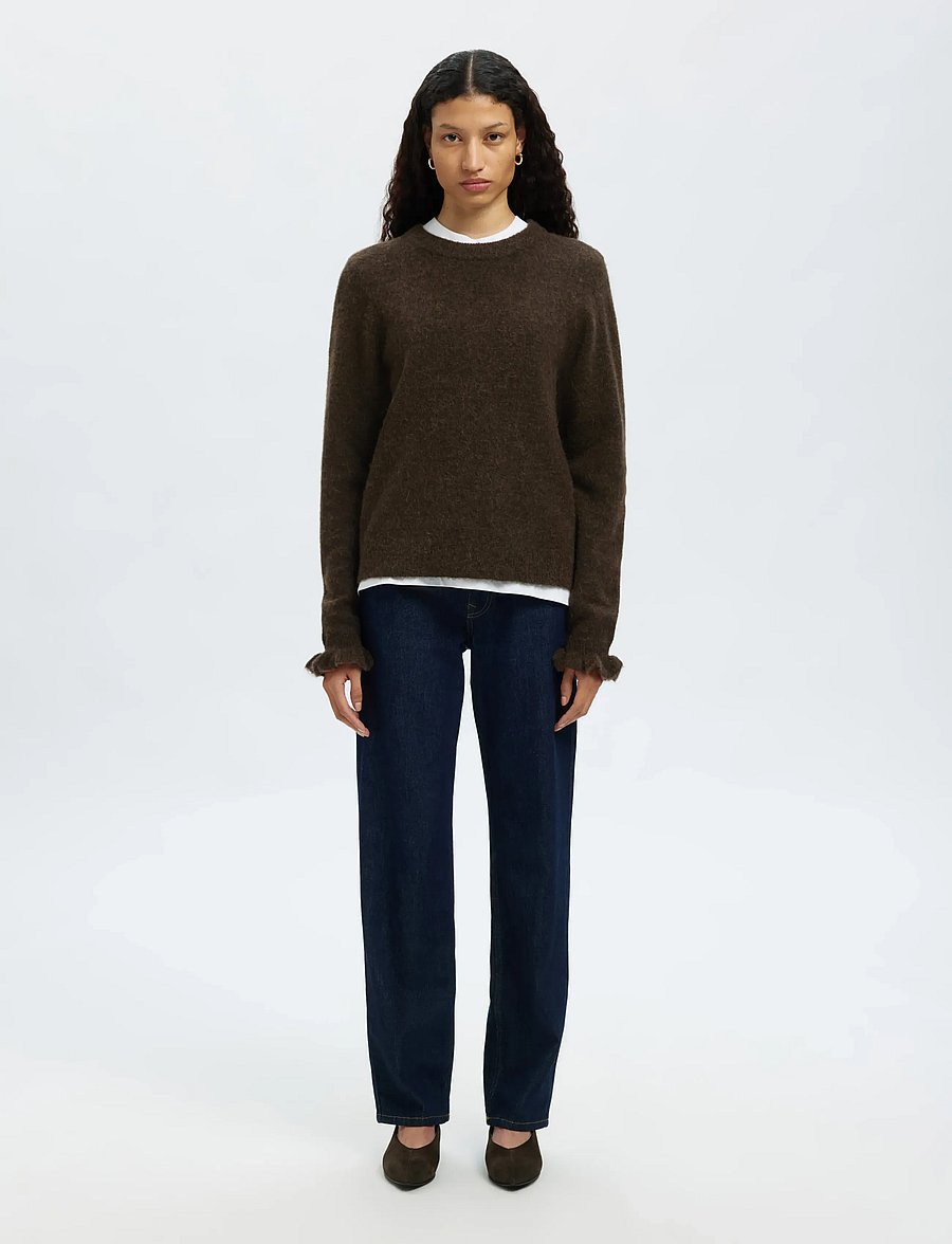Selected - SLFLULU LS KNIT FRILL CUFF O-NECK NOOS - pullover - delicioso - 4