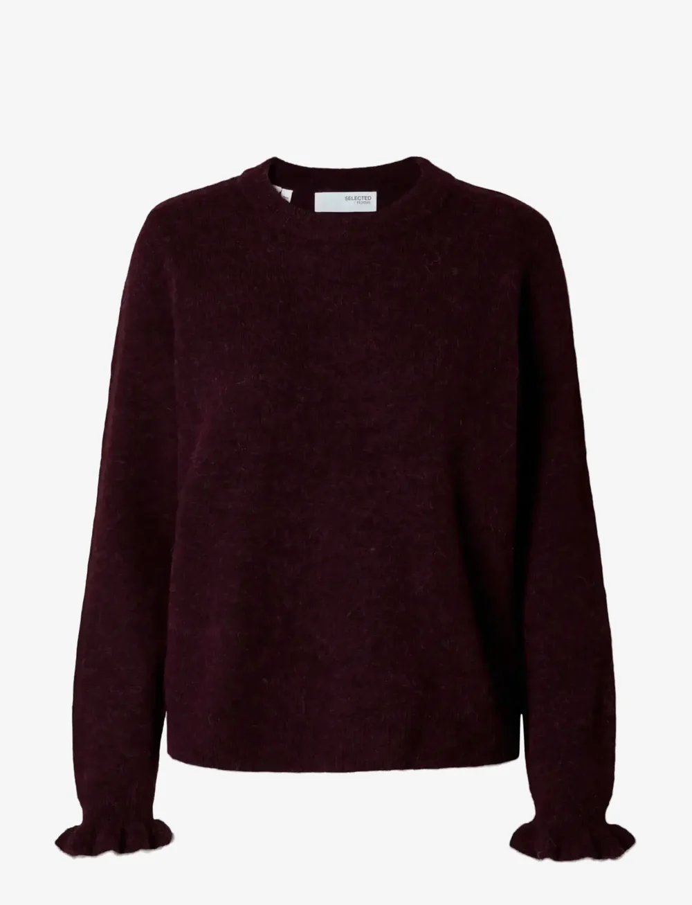 Selected - SLFLULU LS KNIT FRILL CUFF O-NECK NOOS - pullover - fig - 1