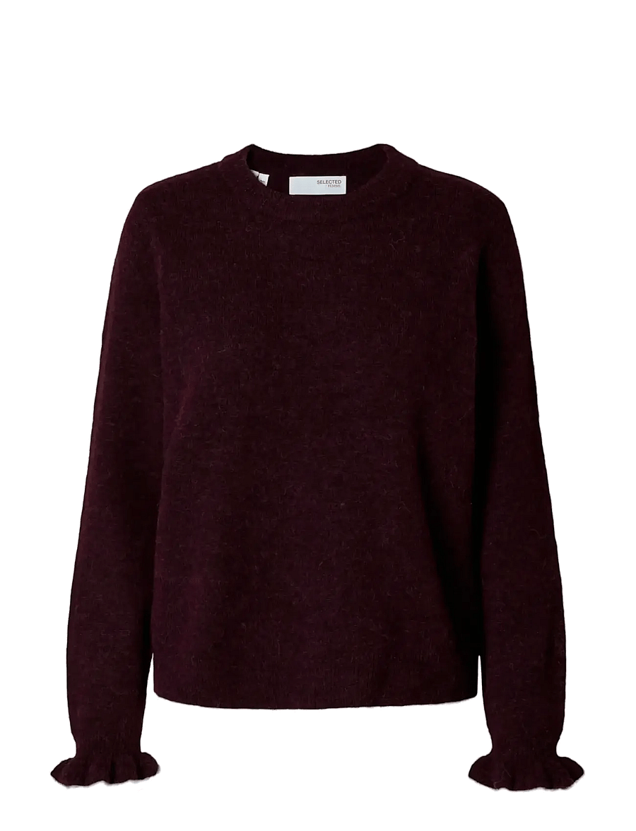 Selected - SLFLULU LS KNIT FRILL CUFF O-NECK NOOS - pullover - fig - 1