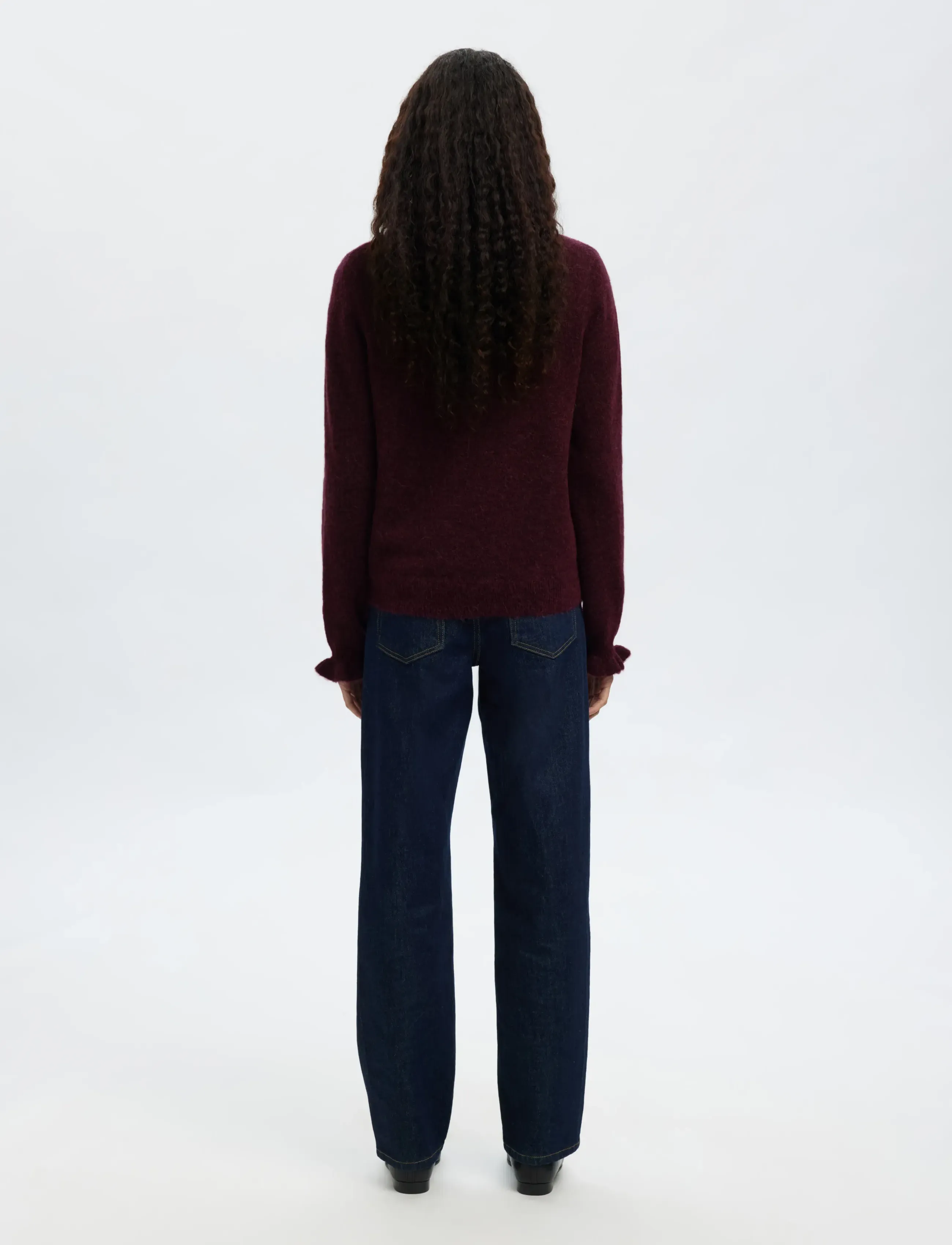 Selected - SLFLULU LS KNIT FRILL CUFF O-NECK NOOS - striktrøjer - fig - 2