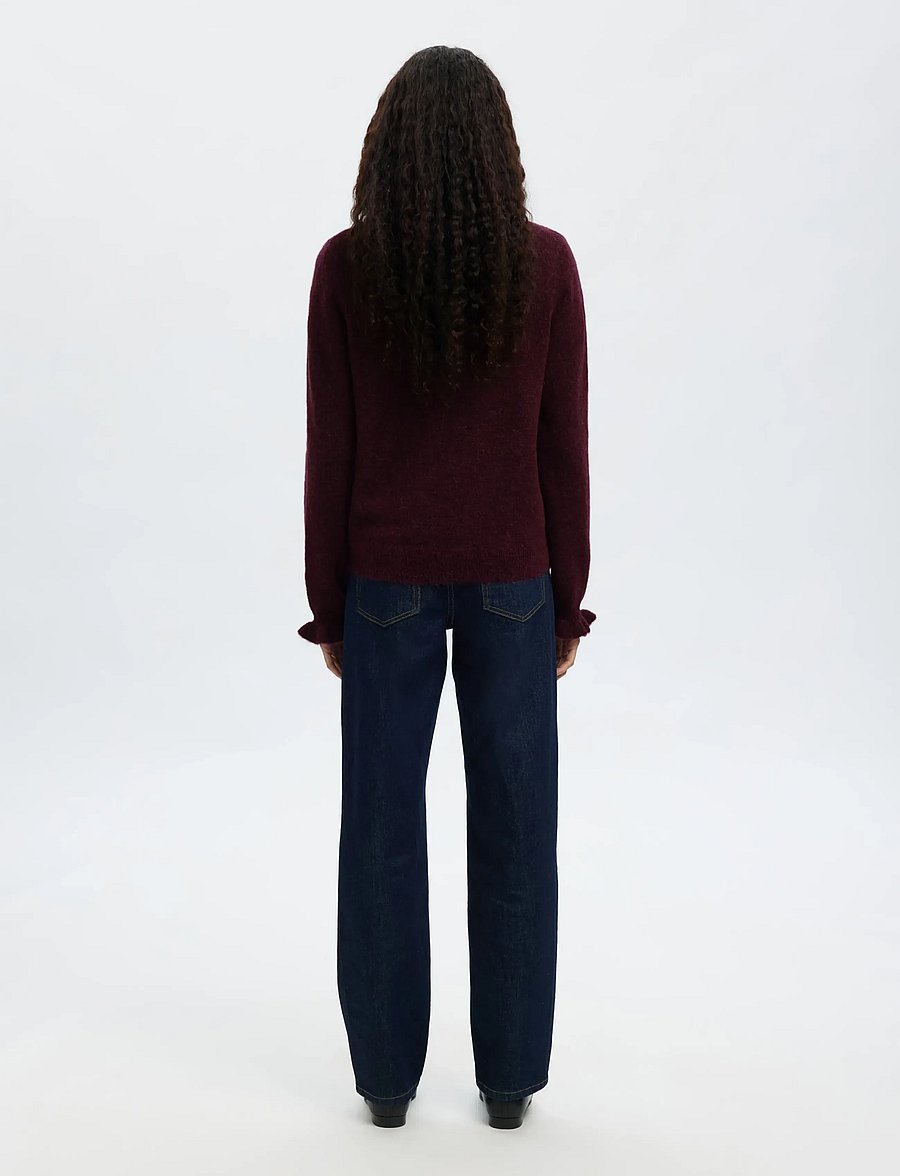 Selected - SLFLULU LS KNIT FRILL CUFF O-NECK NOOS - pullover - fig - 2