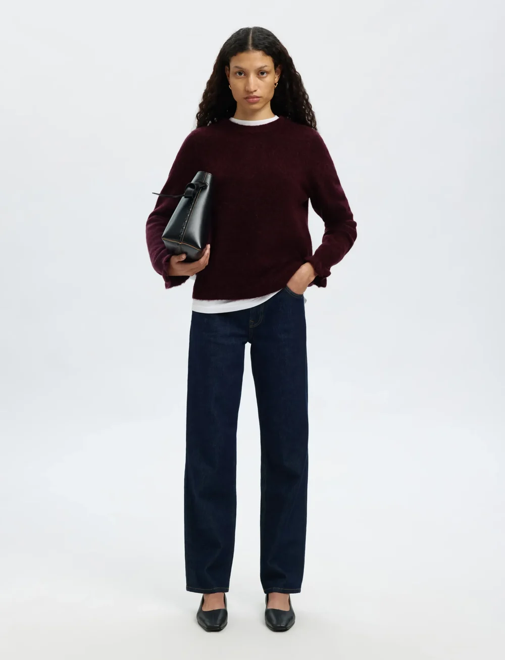 Selected - SLFLULU LS KNIT FRILL CUFF O-NECK NOOS - pullover - fig - 3