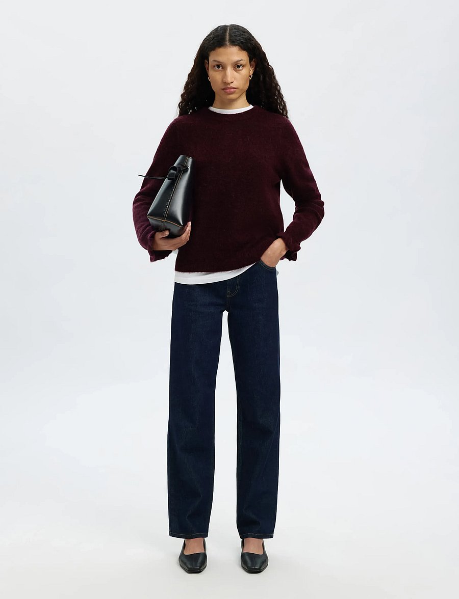 Selected - SLFLULU LS KNIT FRILL CUFF O-NECK NOOS - pullover - fig - 3