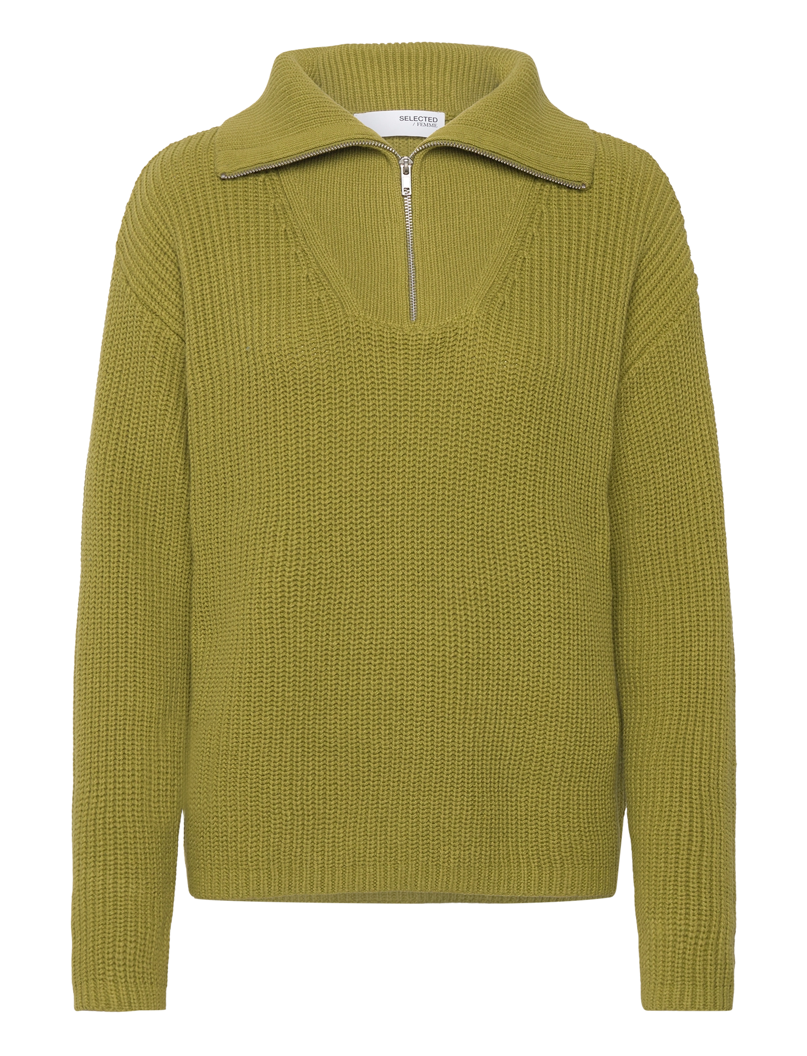 Selected SLFBLOOMIE LS KNIT HALF ZIP NOOS - Pullover - CARDAMOM SEED / green