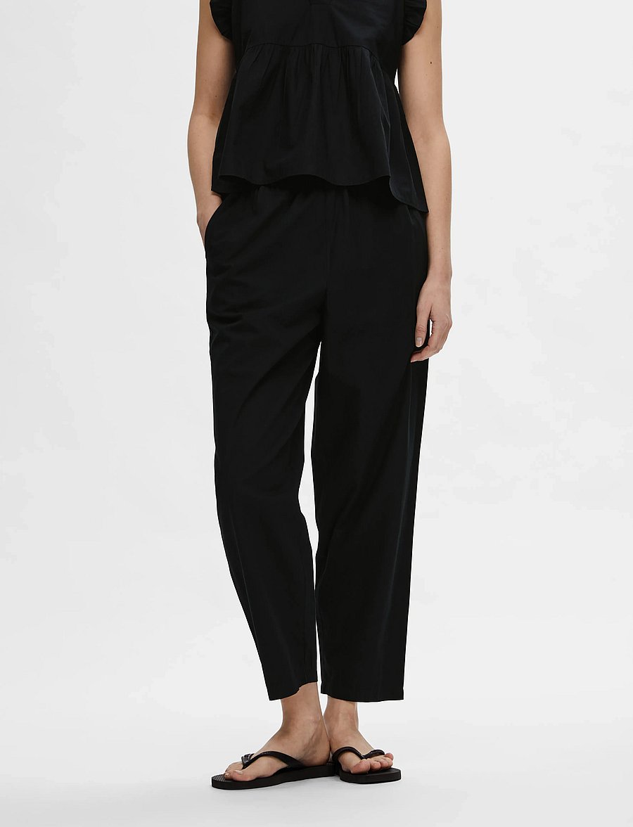 Selected - SLFBLAIR HW PANT B - hose mit geradem bein - black - 0