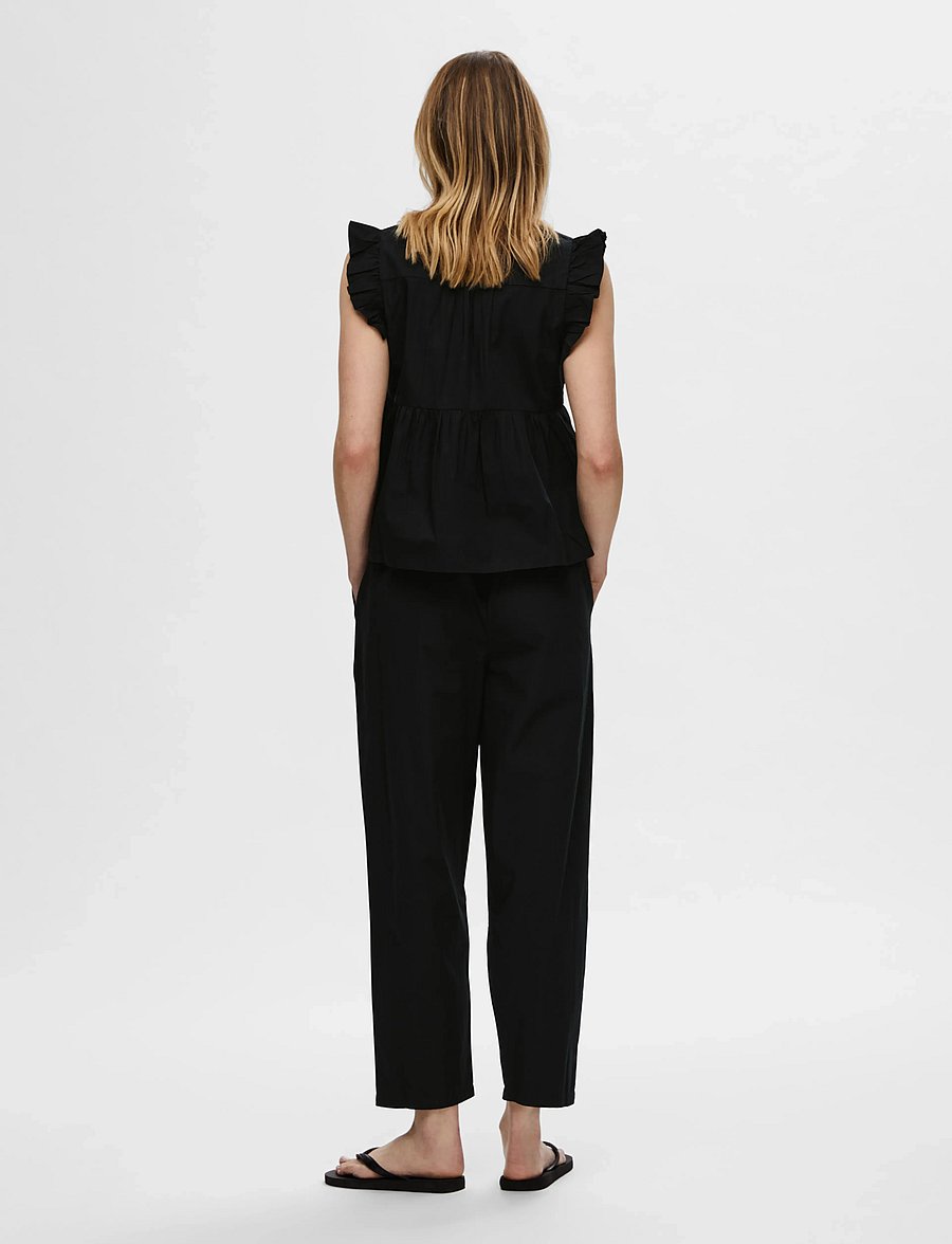 Selected - SLFBLAIR HW PANT B - hose mit geradem bein - black - 3
