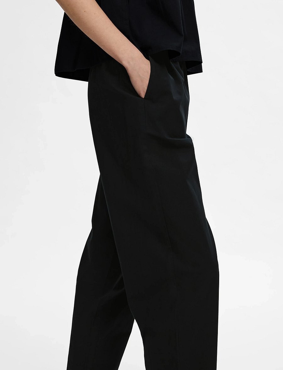 Selected - SLFBLAIR HW PANT B - hose mit geradem bein - black - 4
