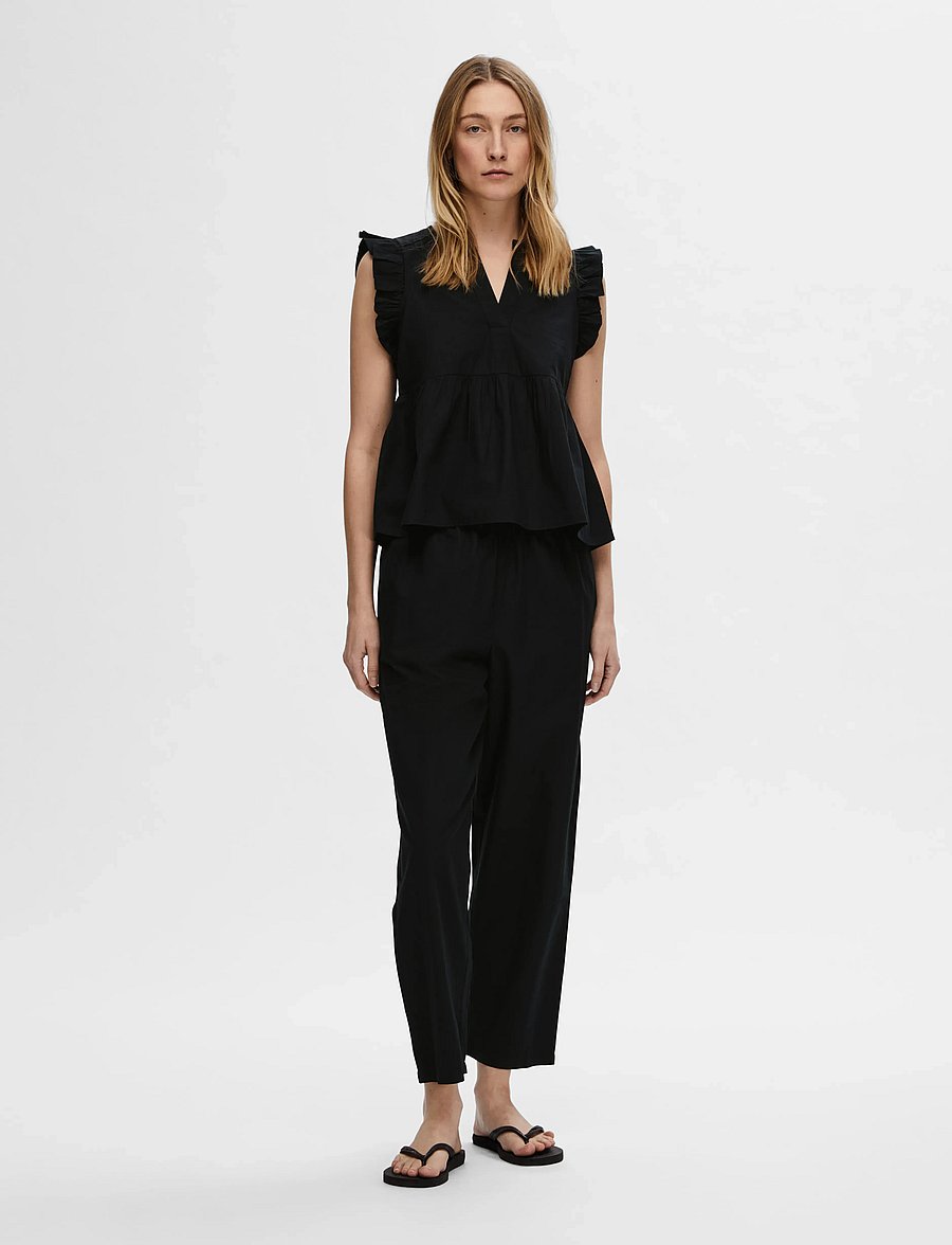Selected - SLFBLAIR HW PANT B - hose mit geradem bein - black - 5