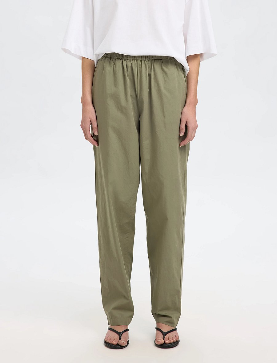 Selected - SLFBLAIR HW PANT B - hose mit geradem bein - vetiver - 0