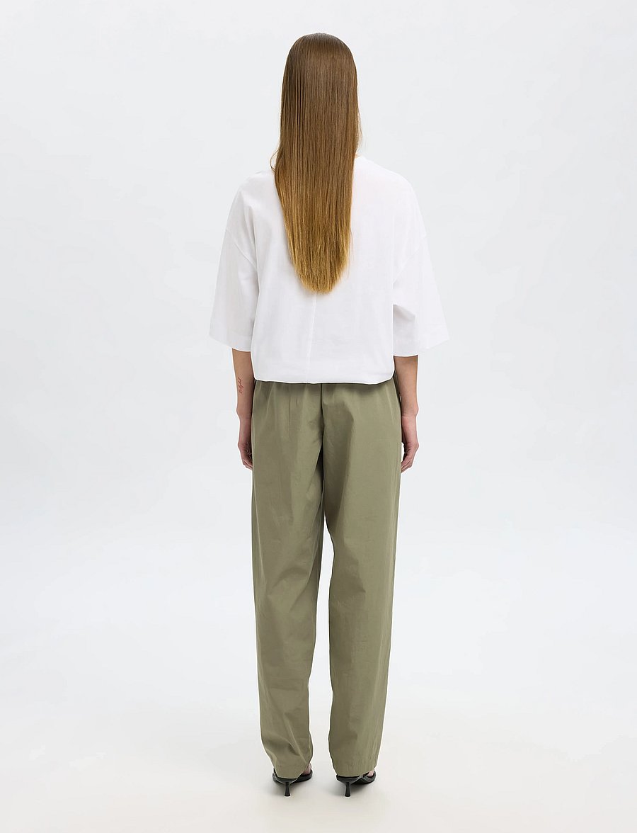 Selected - SLFBLAIR HW PANT B - hose mit geradem bein - vetiver - 2