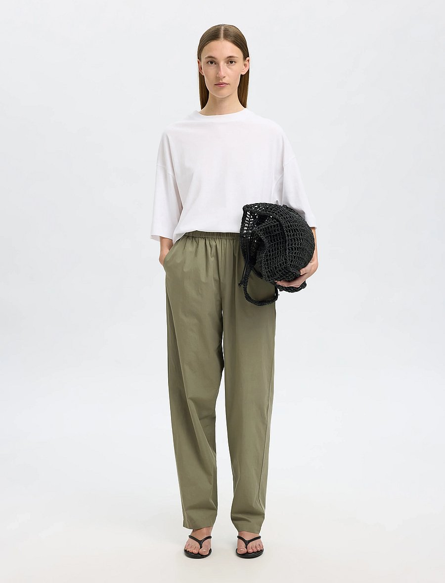 Selected - SLFBLAIR HW PANT B - hose mit geradem bein - vetiver - 5