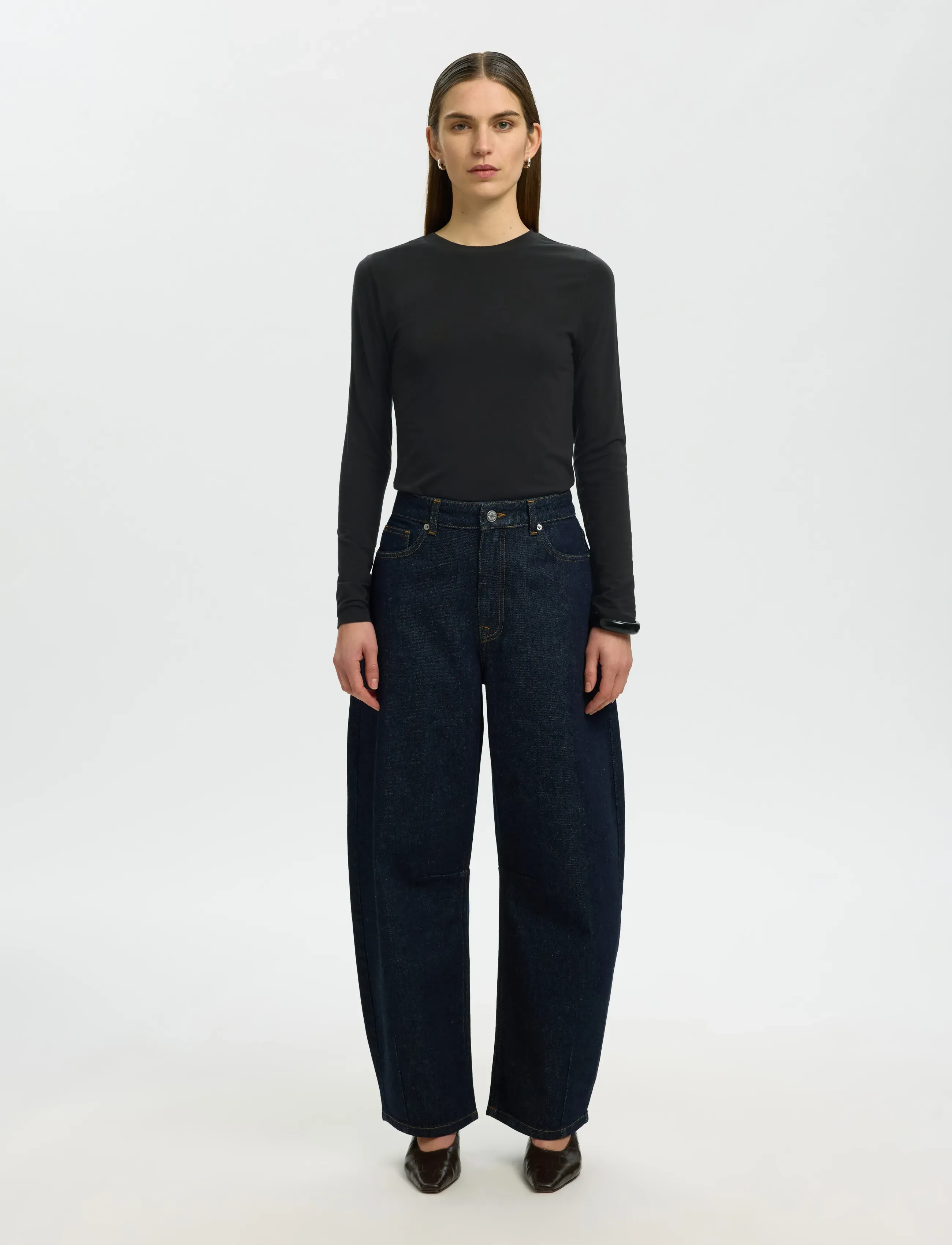 Selected - SLWMANJA LS O-NECK NOOS - pitkähihaiset paidat - black - 3