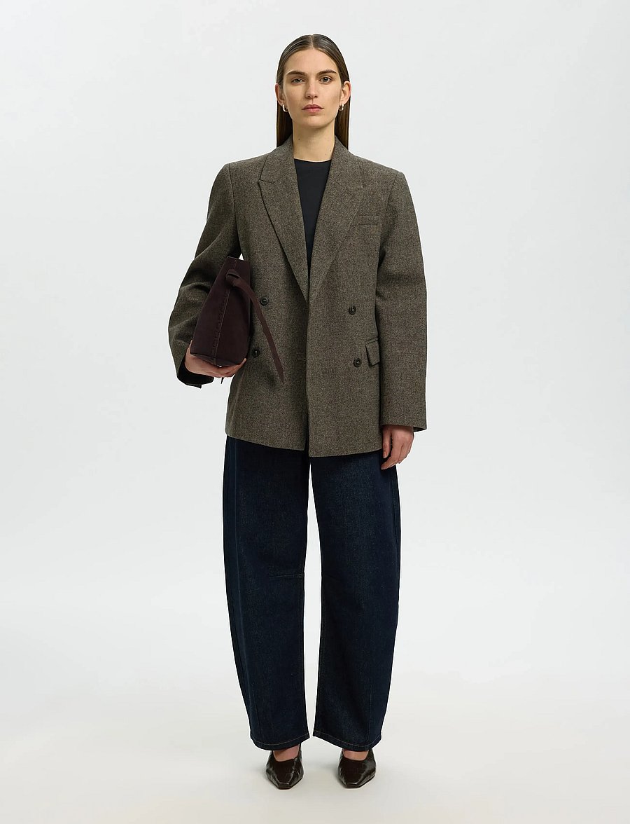 Selected - SLWMANJA LS O-NECK NOOS - langärmlige tops - black - 5