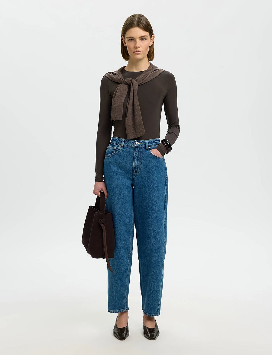 Selected - SLWMANJA LS O-NECK NOOS - long-sleeved tops - delicioso - 3