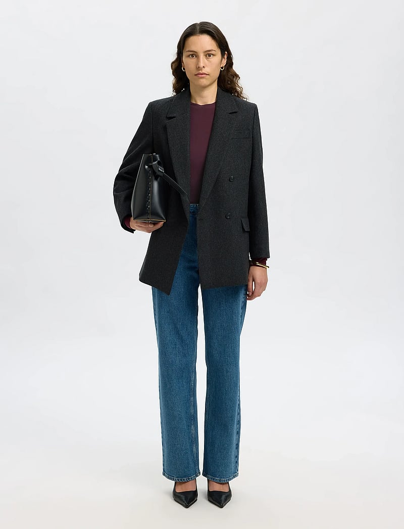 Selected - SLFMANJA LS O-NECK NOOS - langärmlige tops - fig - 3