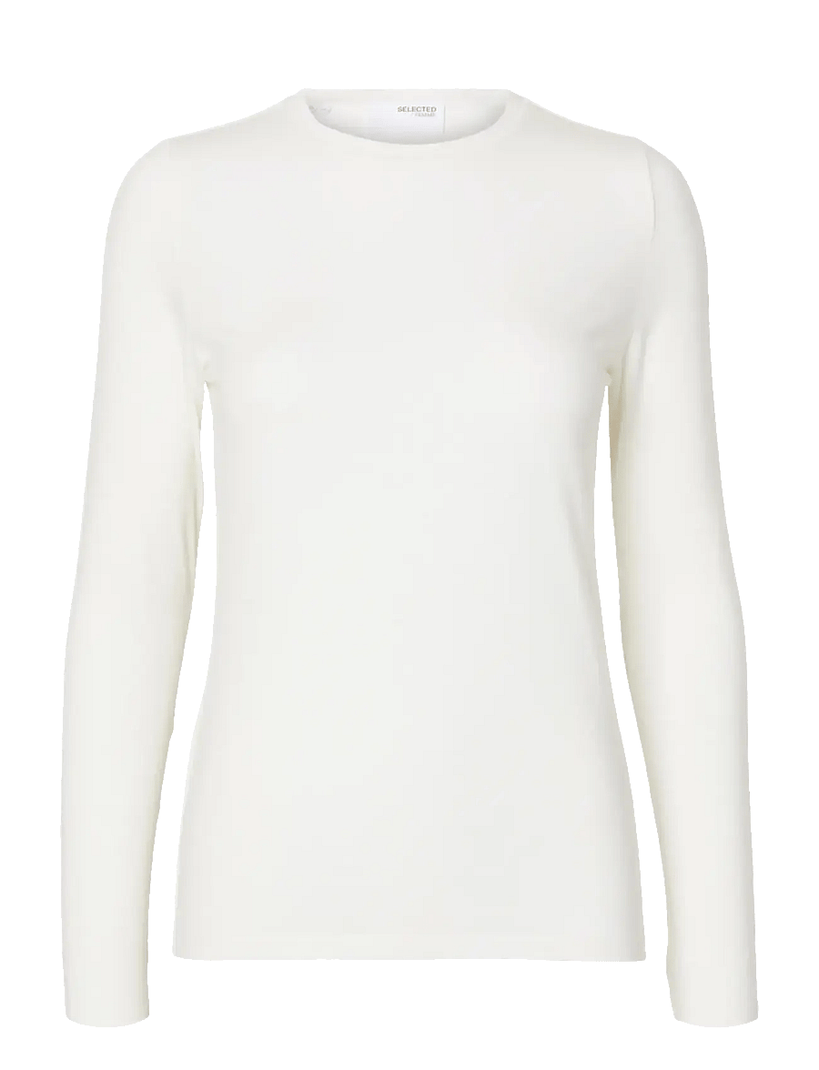 Selected - SLWMANJA LS O-NECK NOOS - langärmlige tops - snow white - 1