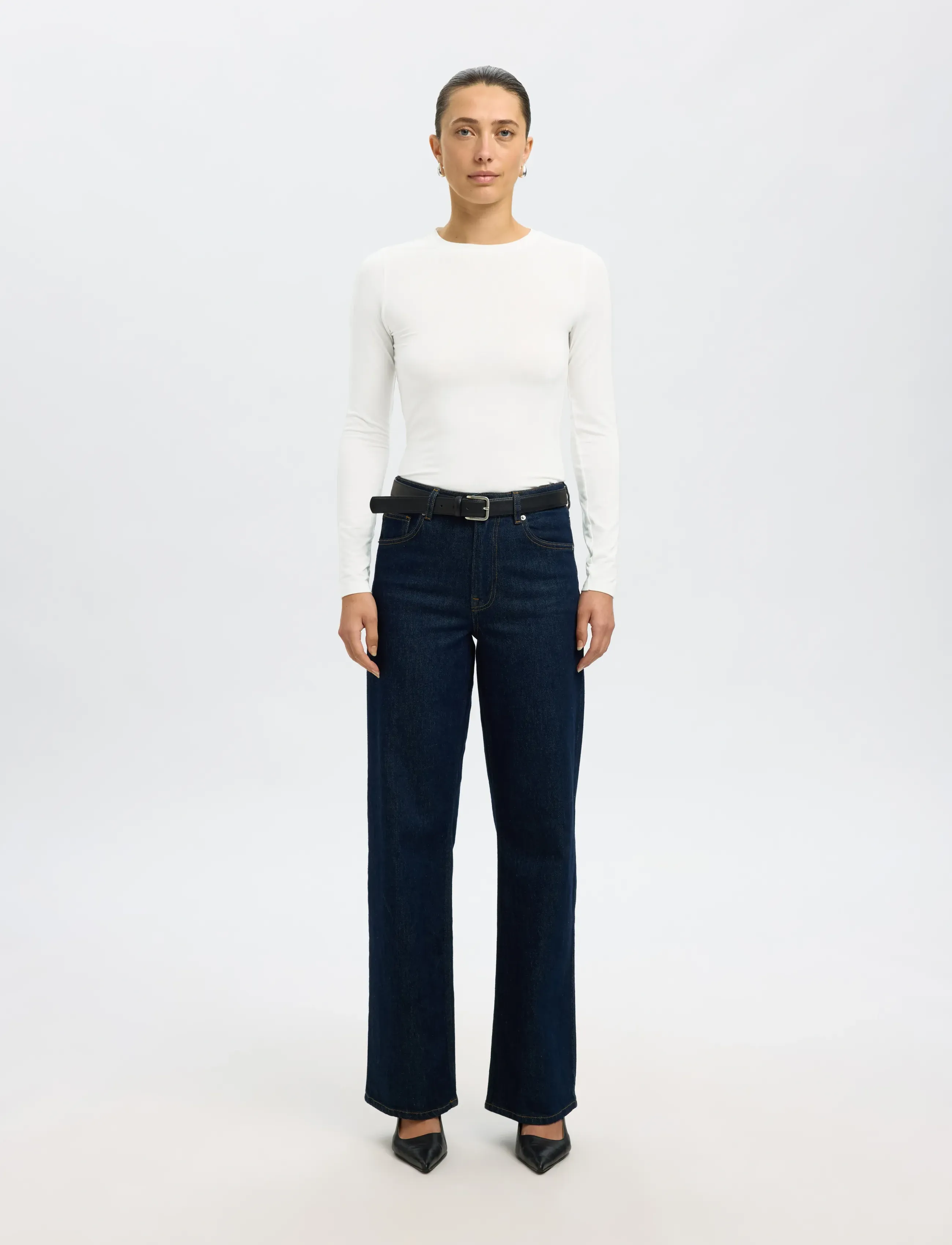 Selected - SLWMANJA LS O-NECK NOOS - langærmede toppe - snow white - 3