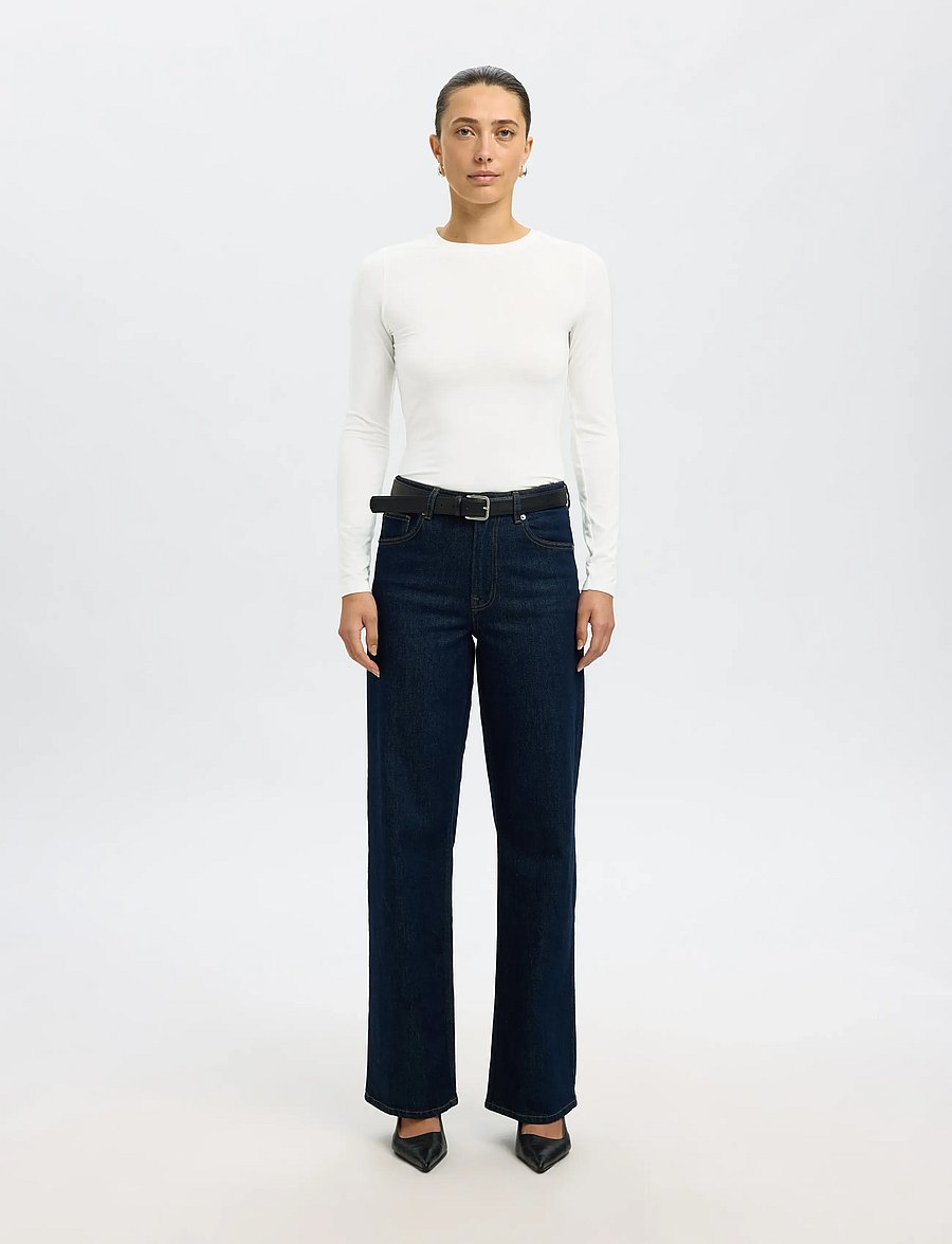 Selected - SLWMANJA LS O-NECK NOOS - langärmlige tops - snow white - 3