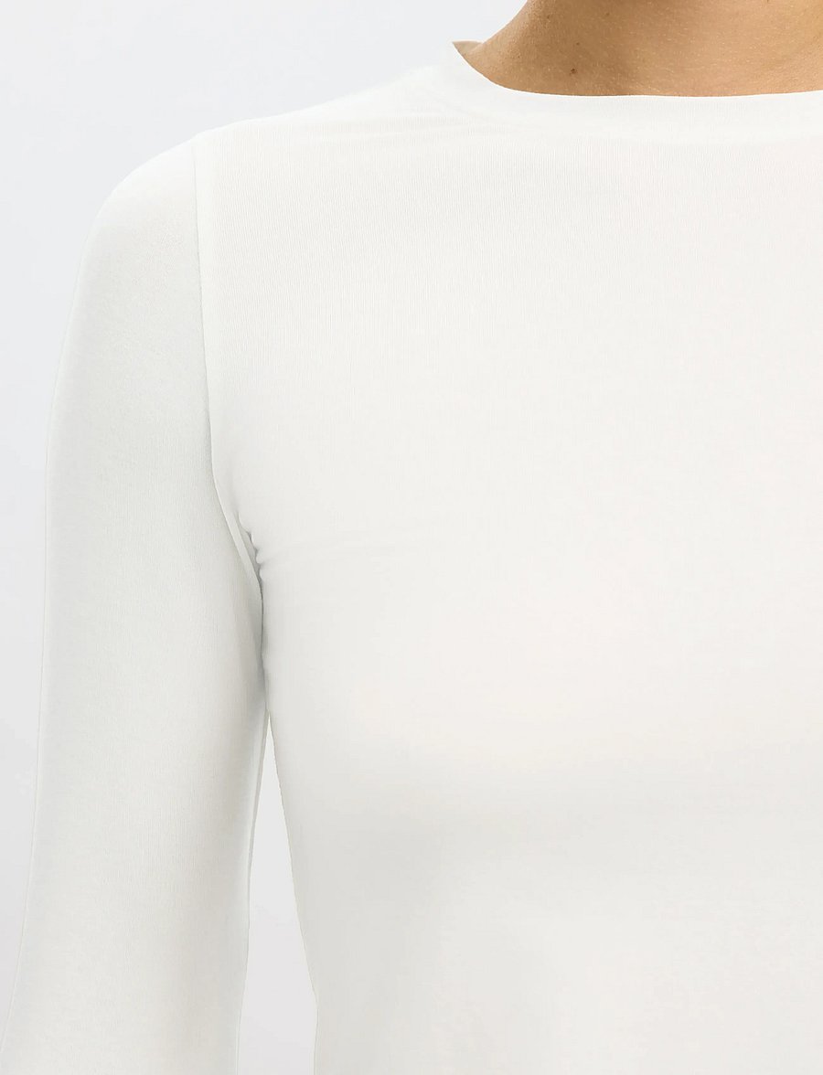 Selected - SLWMANJA LS O-NECK NOOS - langärmlige tops - snow white - 4