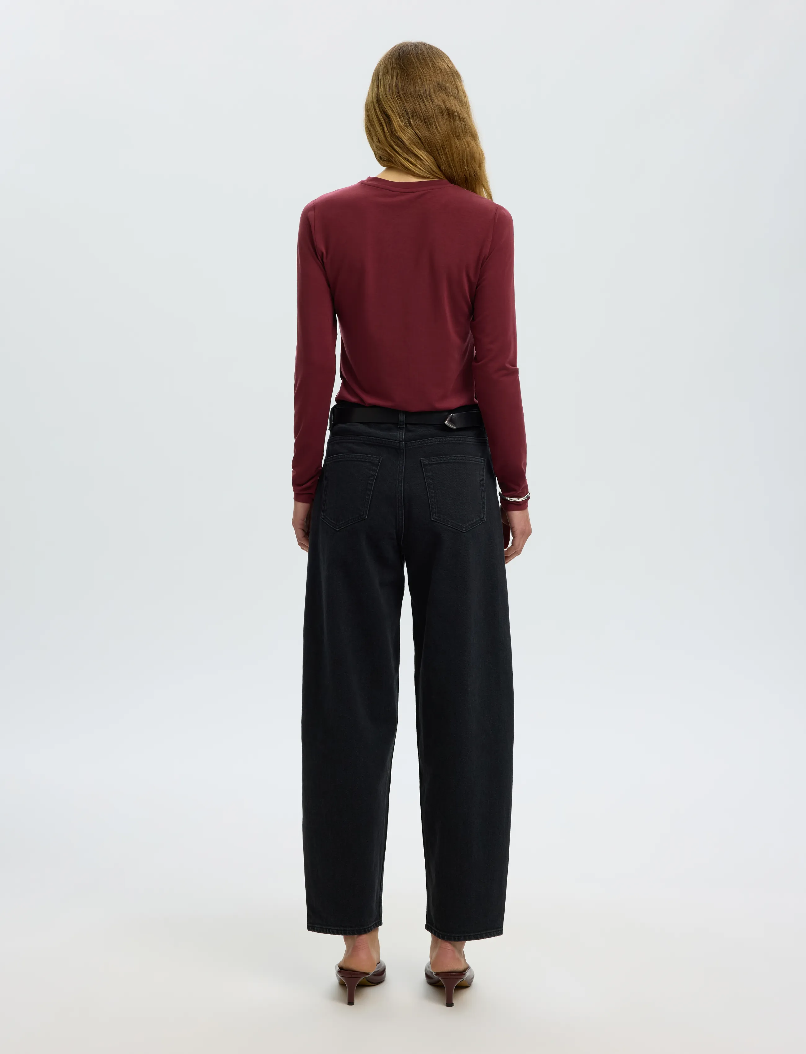 Selected - SLWMANJA LS O-NECK NOOS - pikkade varrukatega alussärgid - tawny port - 2