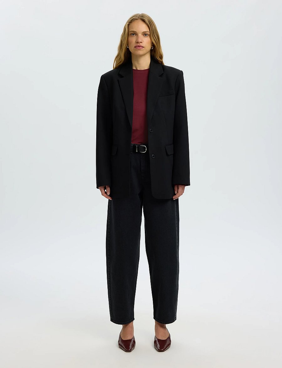 Selected - SLWMANJA LS O-NECK NOOS - langärmlige tops - tawny port - 5