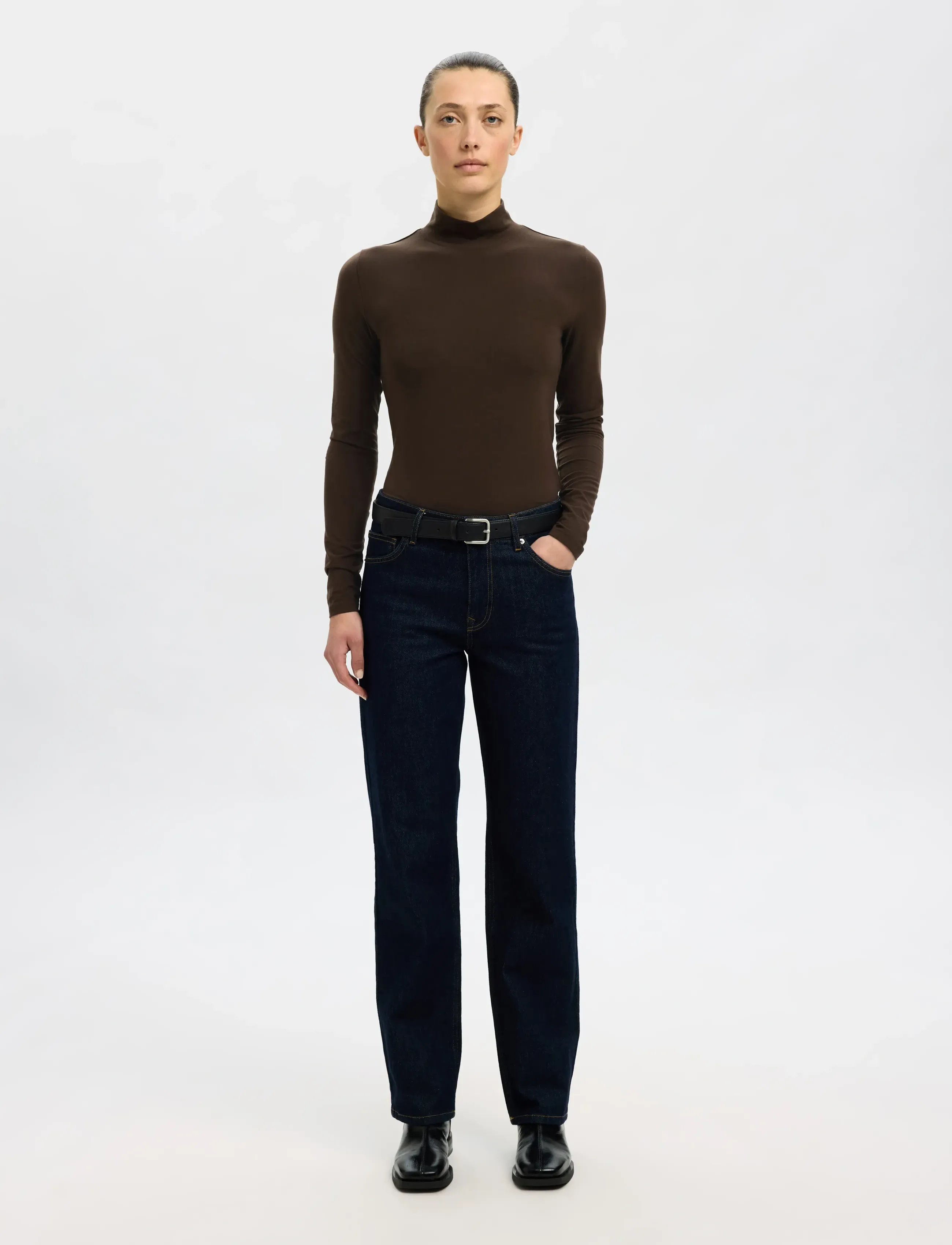 Selected - SLFMANJA LS HIGH NECK NOOS - langärmlige tops - delicioso - 3