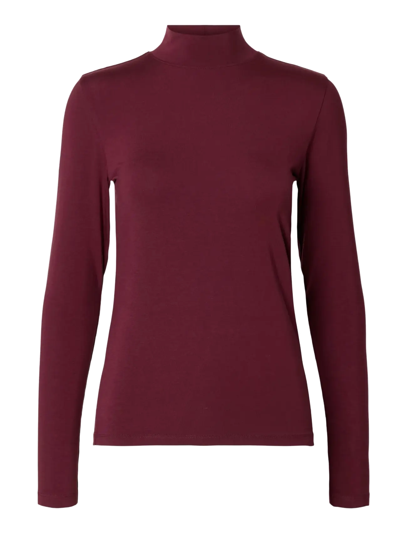 Selected SLFMANJA LS HIGH NECK NOOS - Tøj - FIG / burgundy