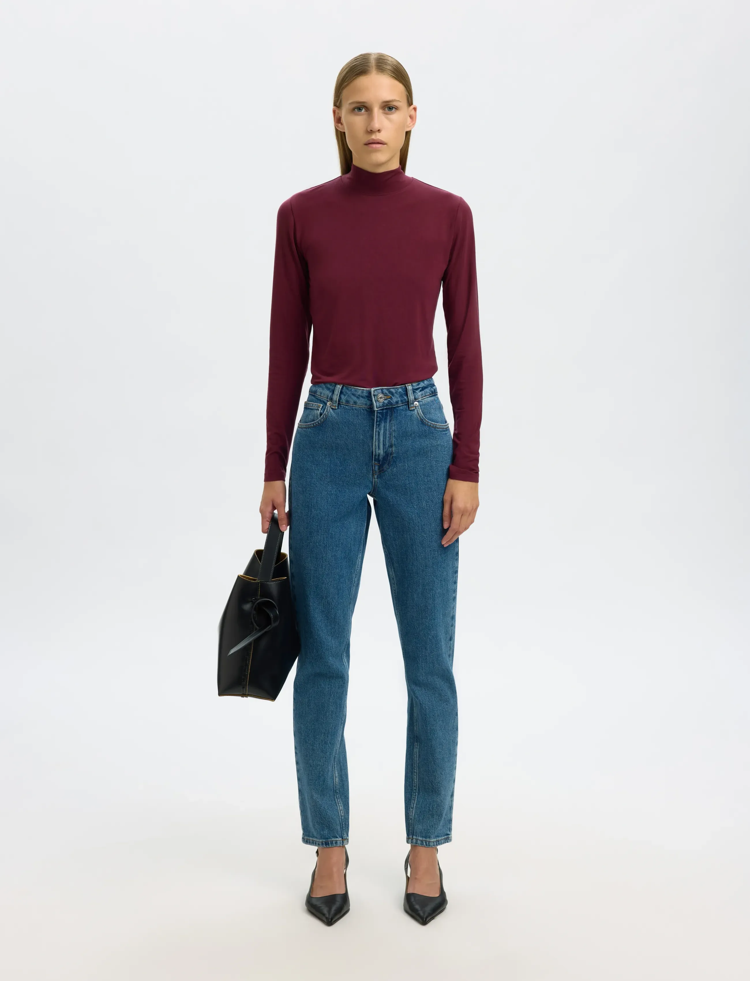 Selected - SLFMANJA LS HIGH NECK NOOS - long-sleeved tops - fig - 4