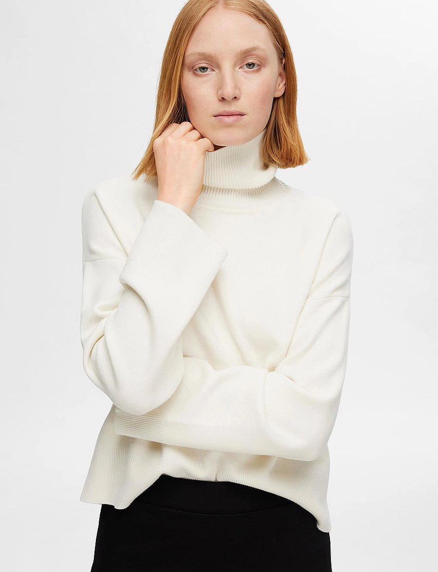 Selected - SLFKAMMA LS KNIT ROLL NECK NOOS - rullekraver - birch - 3