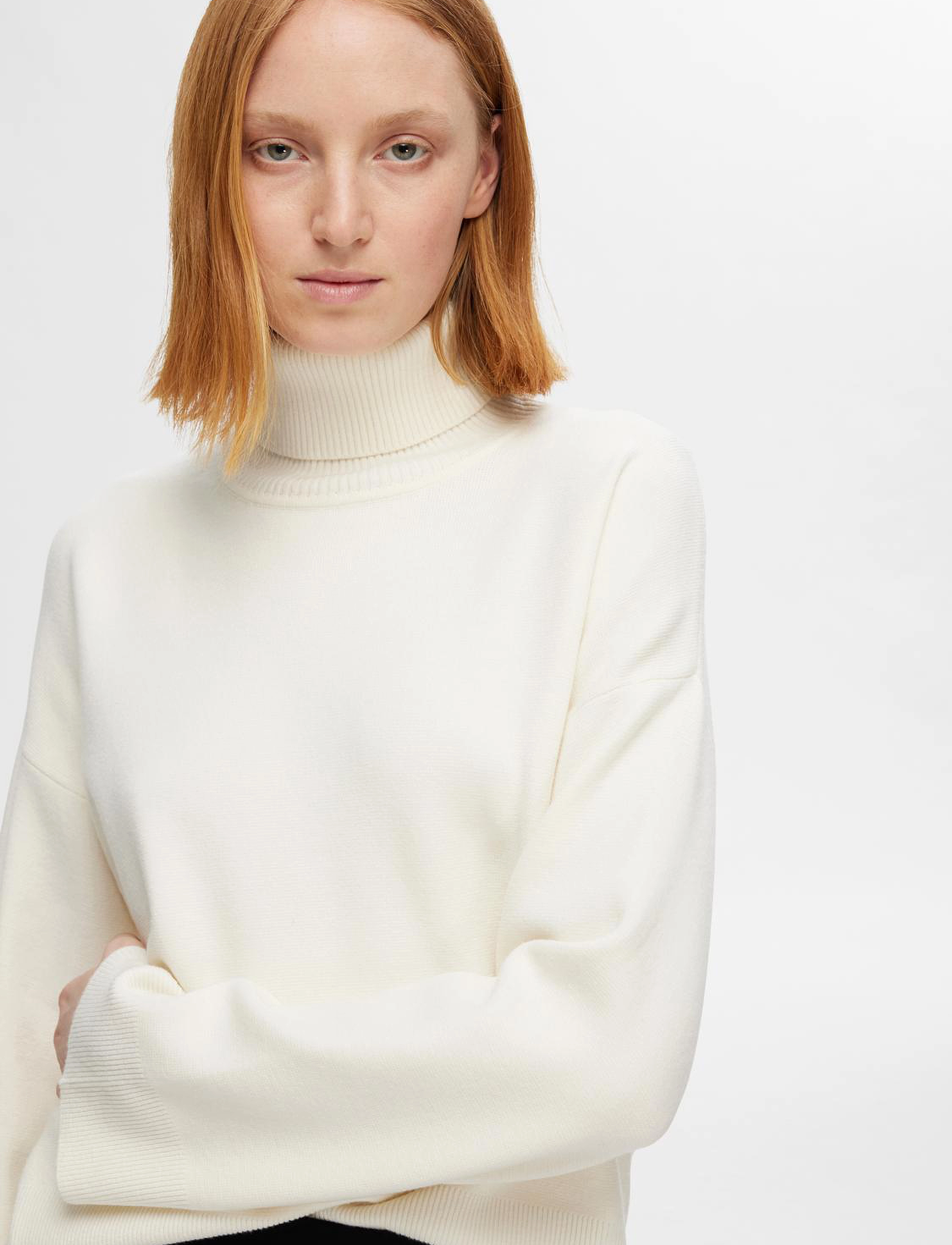 Selected - SLFKAMMA LS KNIT ROLL NECK NOOS - rullekraver - birch - 4
