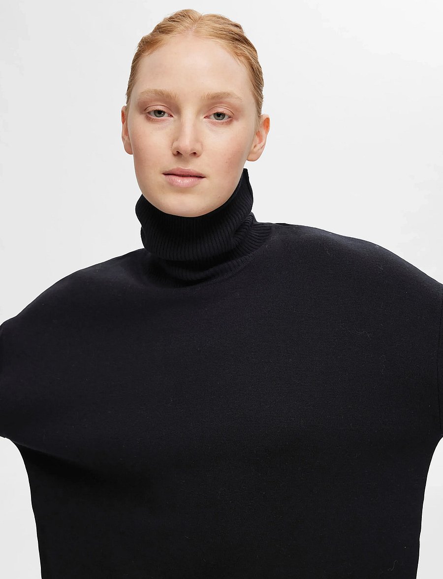 Selected - SLFKAMMA LS KNIT ROLL NECK NOOS - rullekraver - black - 5