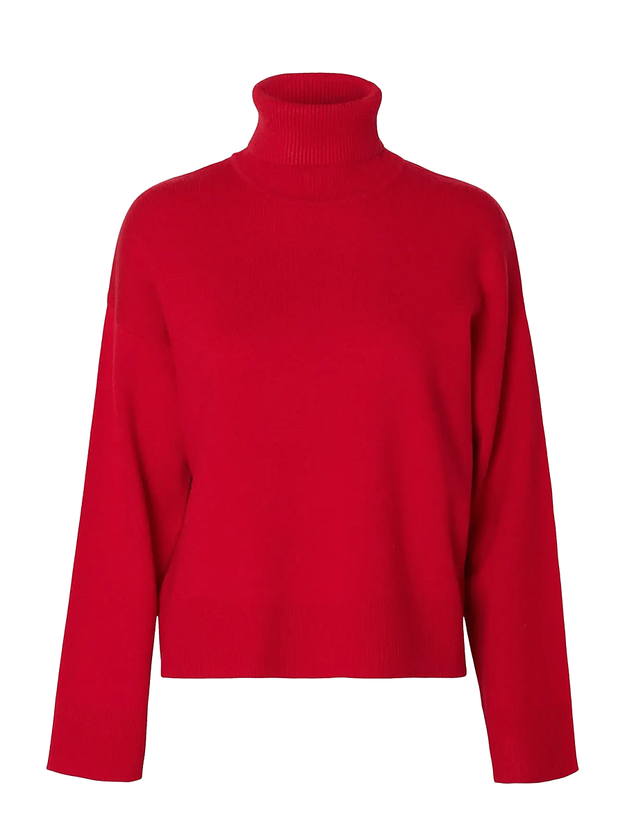 Selected - SLFKAMMA LS KNIT ROLL NECK NOOS - rullekraver - equestrian red - 1