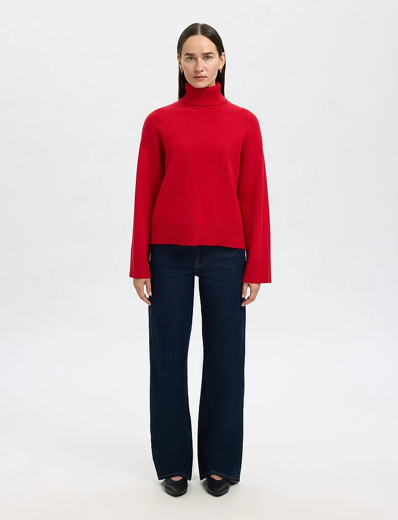 Selected - SLFKAMMA LS KNIT ROLL NECK NOOS - rullekraver - equestrian red - 3