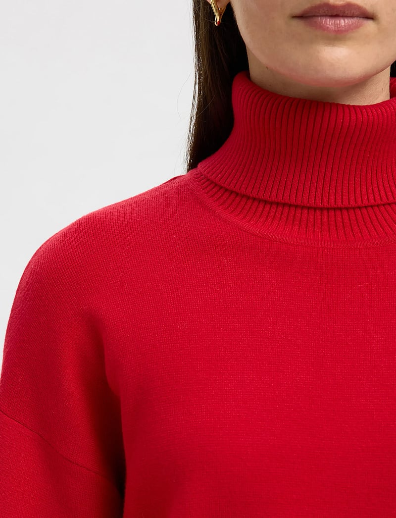 Selected - SLFKAMMA LS KNIT ROLL NECK NOOS - rullekraver - equestrian red - 4