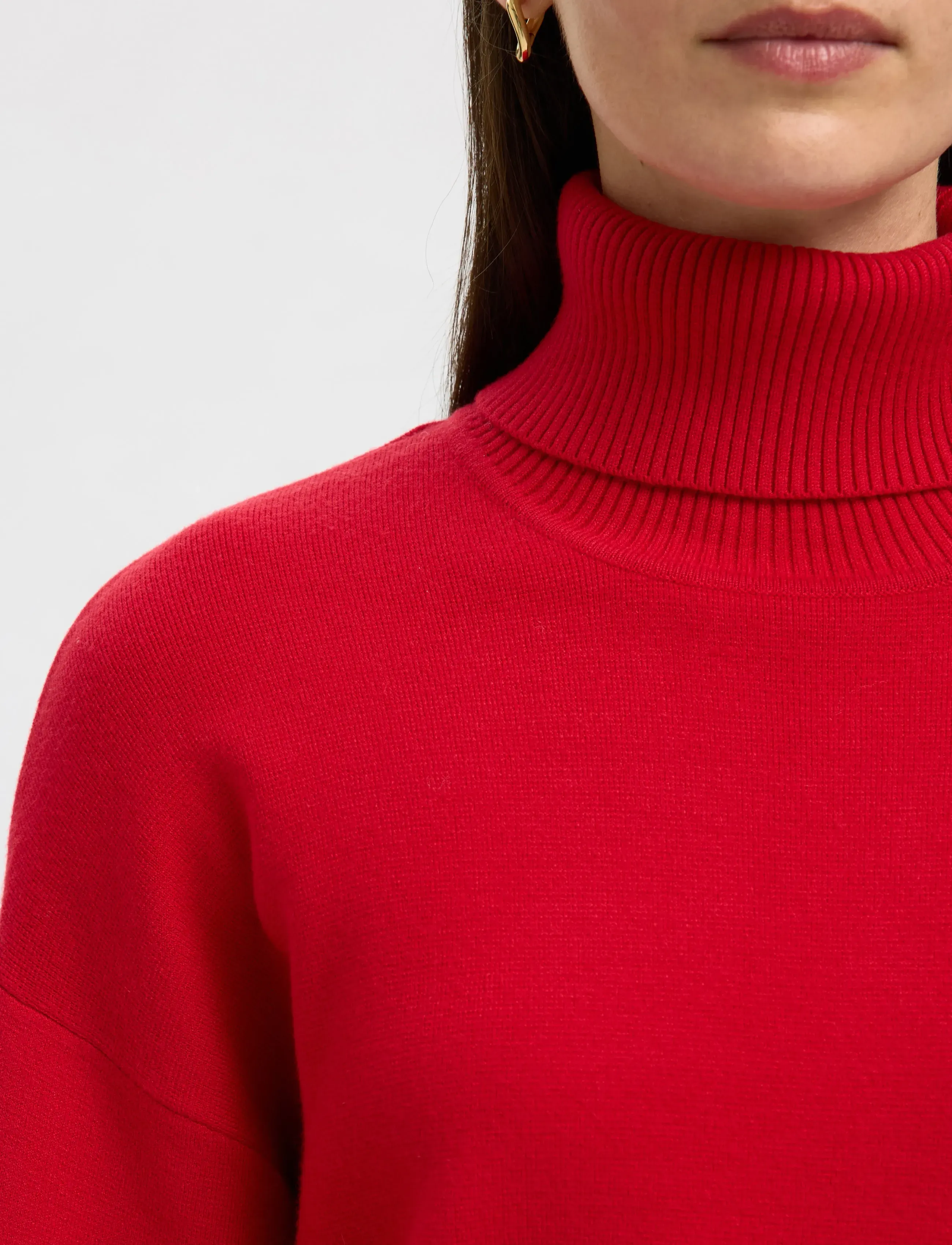 Selected - SLFKAMMA LS KNIT ROLL NECK NOOS - rullekraver - equestrian red - 4
