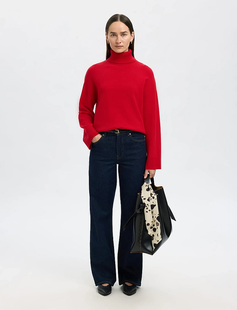 Selected - SLFKAMMA LS KNIT ROLL NECK NOOS - rullekraver - equestrian red - 5