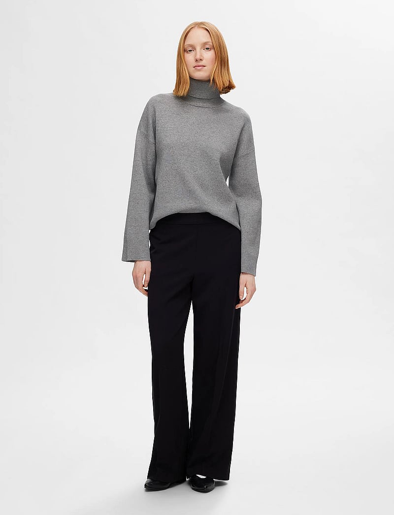 Selected - SLFKAMMA LS KNIT ROLL NECK NOOS - rullekraver - medium grey melange - 3